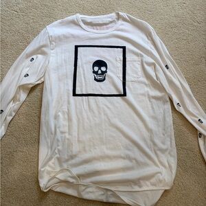White Skull Graphic Long Sleeve Shirt